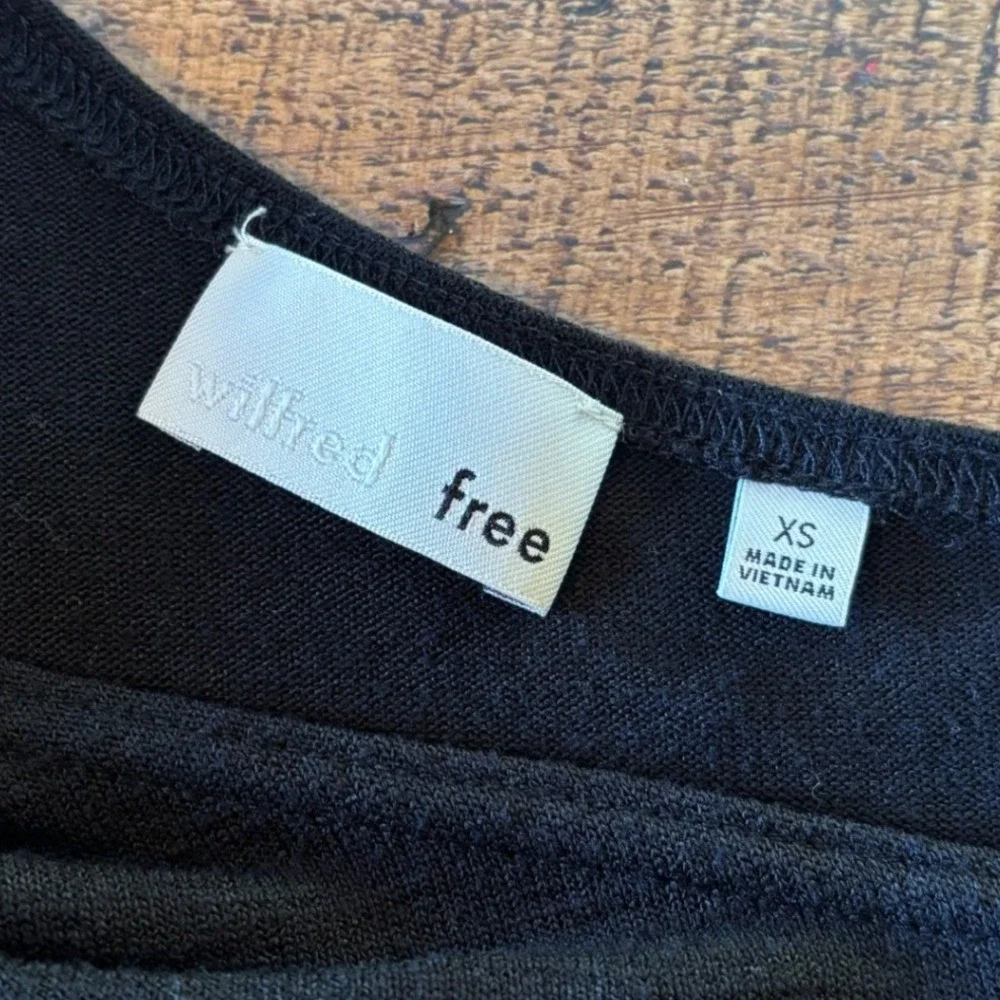 Wilfred Free by Aritzia Womens Black Asymmetrical Short Sleeve Summer Dress‎ XS